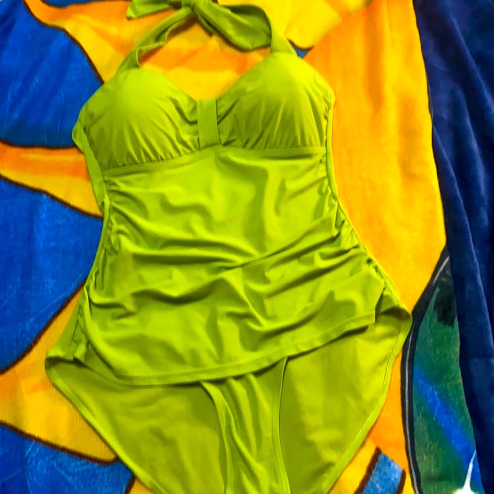 Level Eight L8 chartreuse swim suit